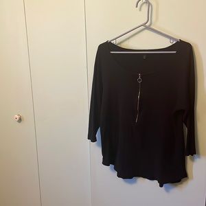 Glamour X Lane Bryant keyhole black quarter zip top. Super sexy!